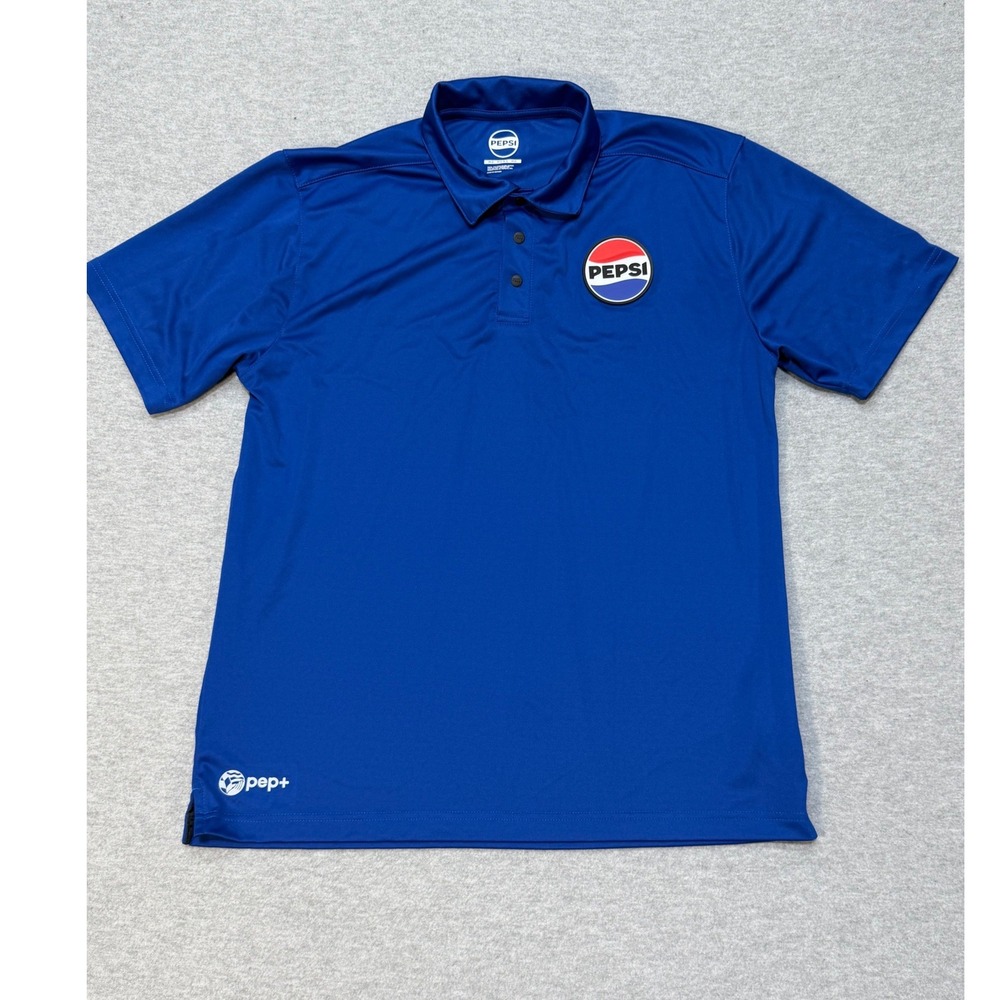 PEPSI  Pep+ PVC Logo Patch Employee Performance Polo Shirt Work Uniform Mens Med